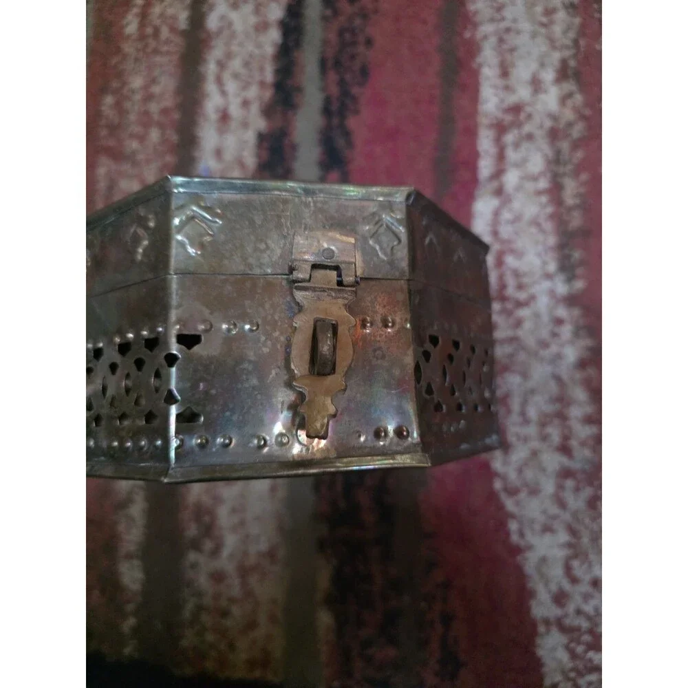 Vintage Brass Cricket Box Trinket Box Incense Potpourri Metal Box Hinged